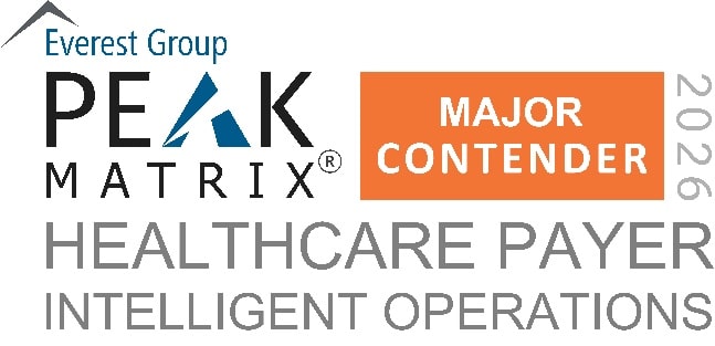 Everest Group PEAK Matrix 2026 Major Contender badge for Healthcare Payer Intelligent Operations